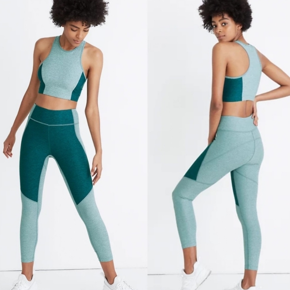 Outdoorvoices x Madewell Warmup Set Small Colorblock Blue Leggings Athena Bra